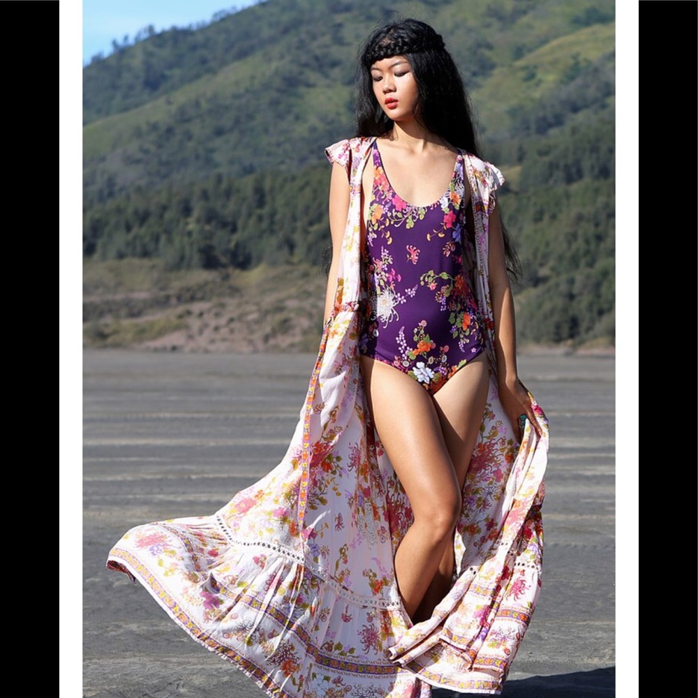 SOLDTulle & Batiste Plum One PC Bathing Suit